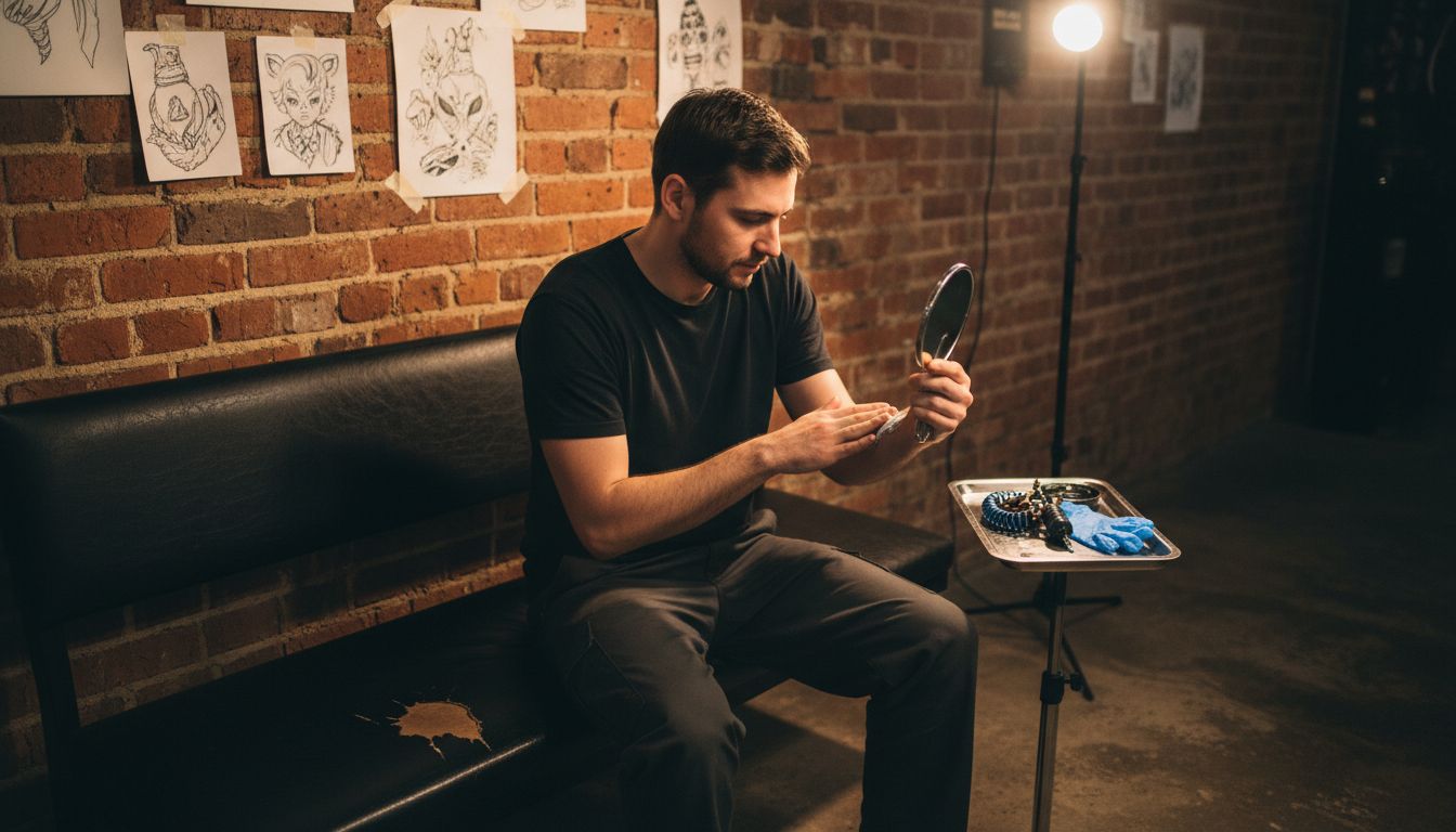 Applying numbing cream before tattoo session