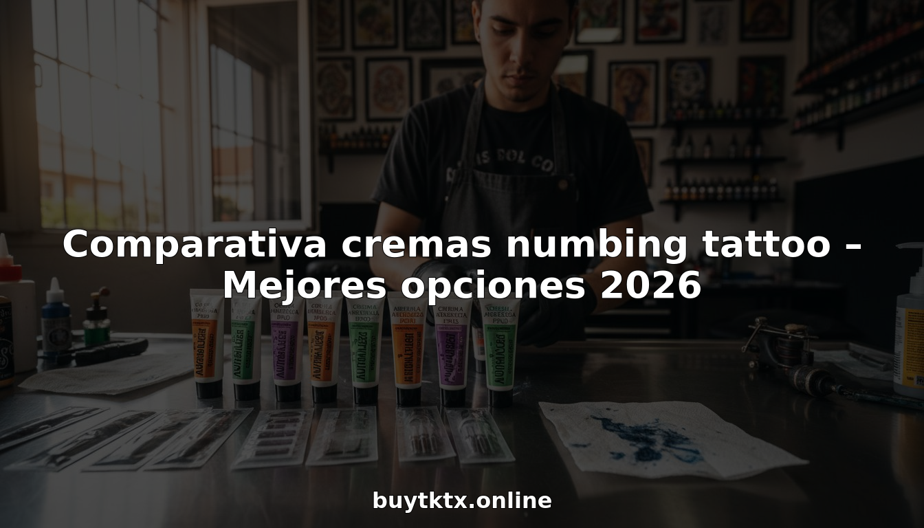 Un tatuador organiza las cremas anestésicas en su mesa de trabajo del estudio.