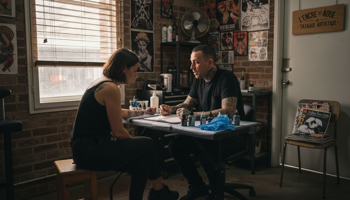 Prendre rendez-vous pour discuter de votre projet de tatouage dans un studio cosy au cœur de la ville.