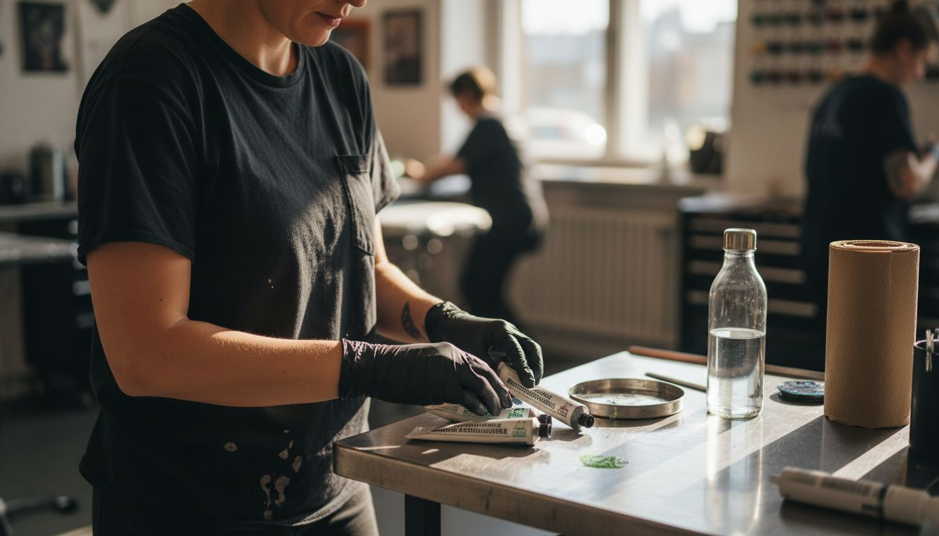 Tattoo artist with eco-friendly numbing creams