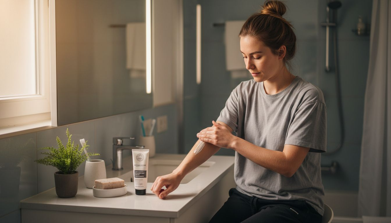 Eine Frau macht ihre Haut für ein Tattoo bereit.