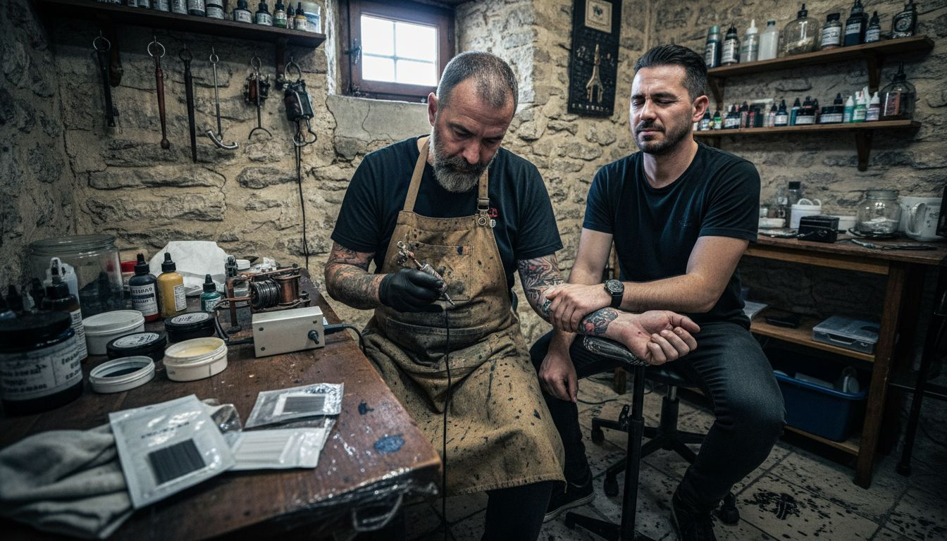 Tatoueur expérimenté exerçant dans un salon européen