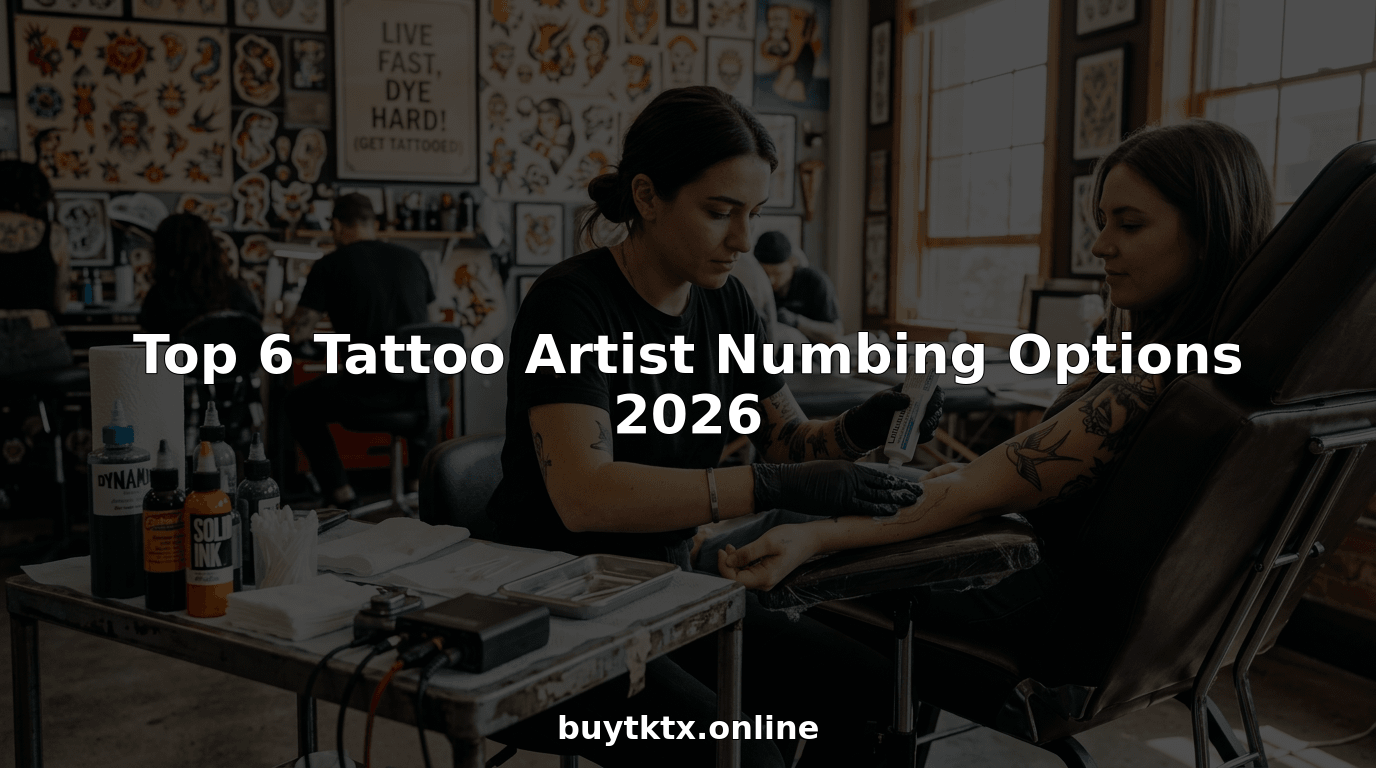 Tattoo artist applies numbing cream in busy studio