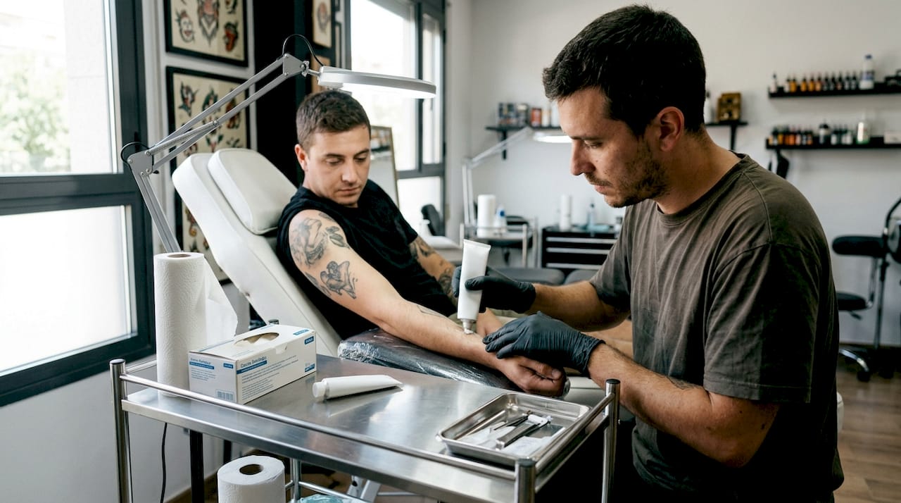 Uso de crema anestésica para aliviar el dolor antes de hacerse un tatuaje