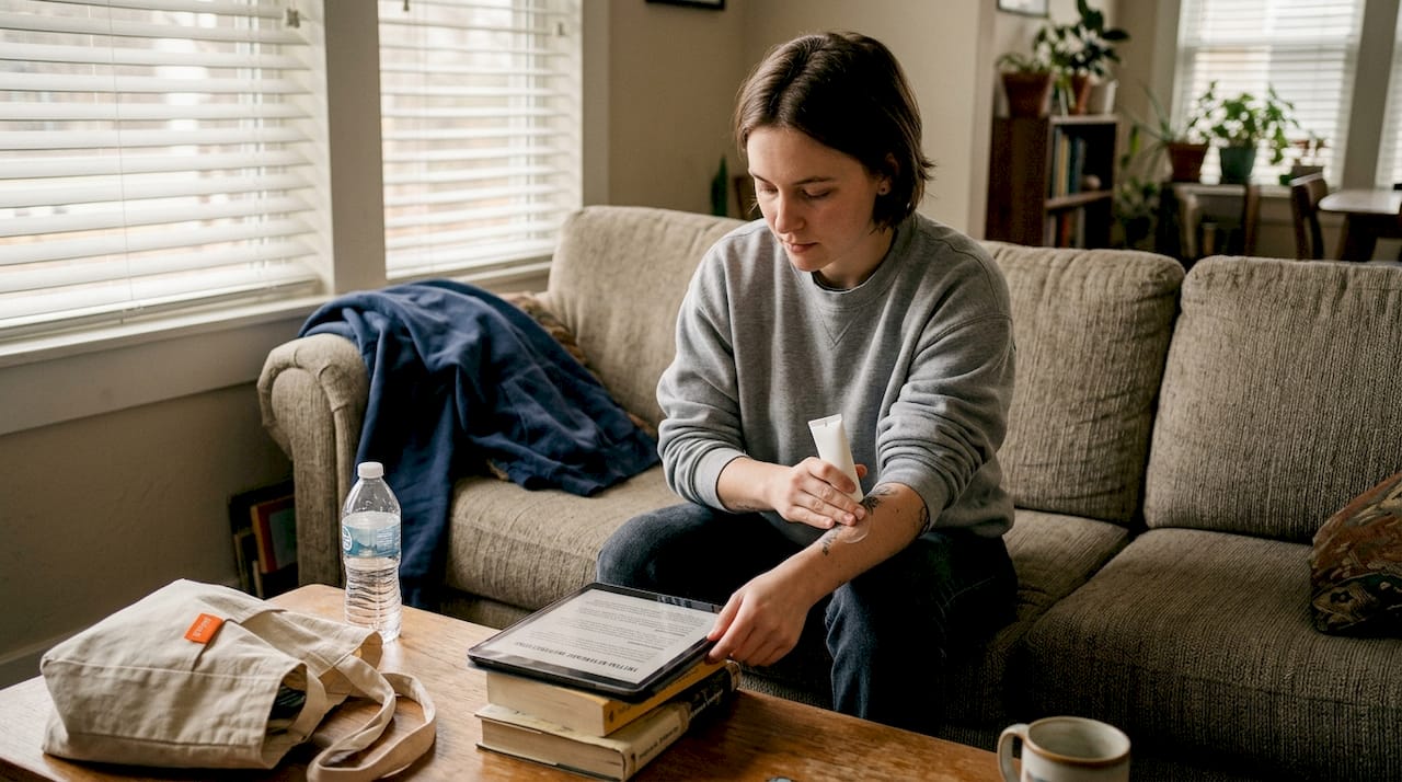 Person applies moisturizer preparing for tattoo