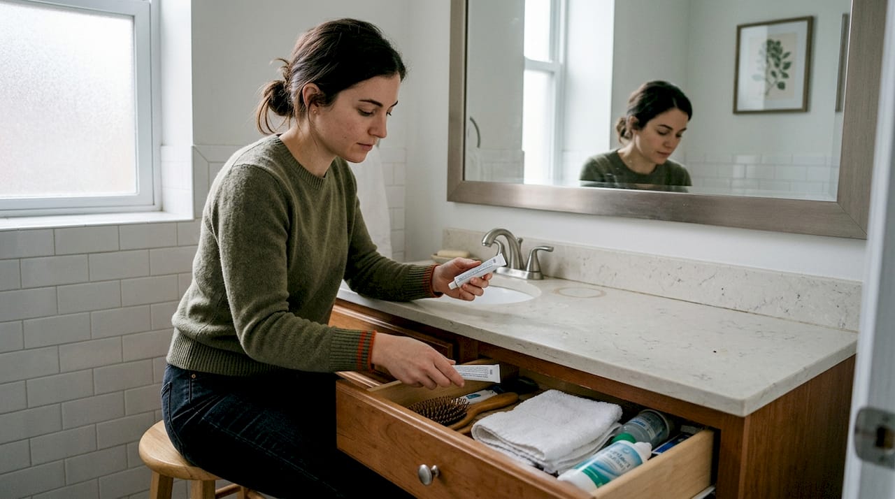 Woman stores numbing cream in bedroom drawer