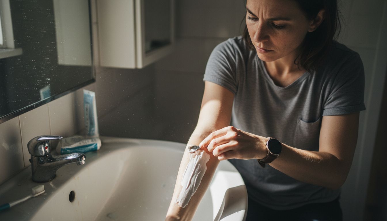 Aplicación de crema anestésica en antebrazo