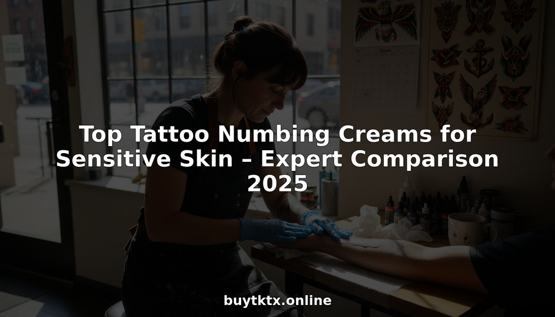 Tattoo artist applying numbing cream in sunlit studio