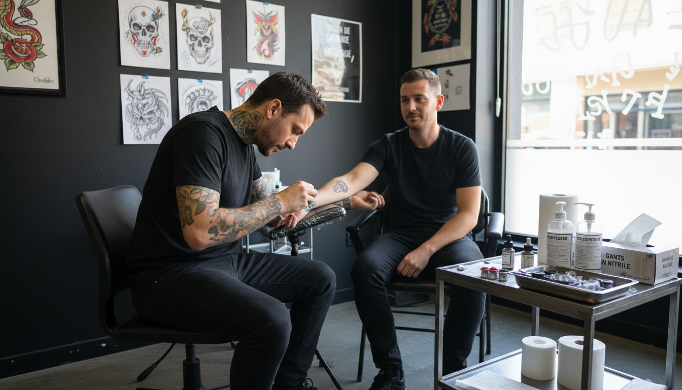 Le tatoueur prend le temps de préparer son client afin de l’aider à mieux gérer la douleur pendant la séance.
