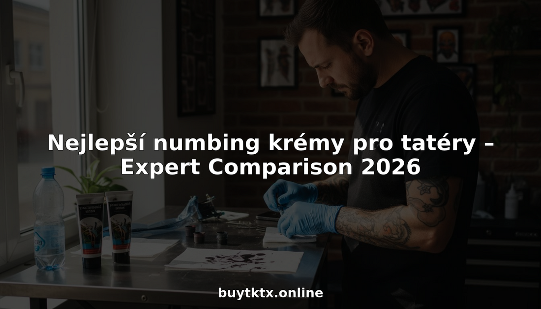 Tatér si u svého stolu připravuje znecitlivující krém, aby klienta co nejméně bolelo tetování.