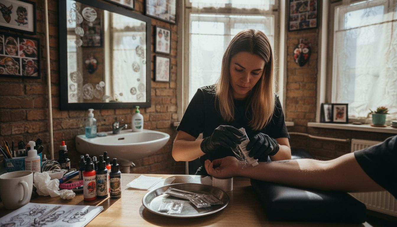 Tatér chystá pro klienta lokální anestetikum, aby byl samotný proces tetování co nejpříjemnější.