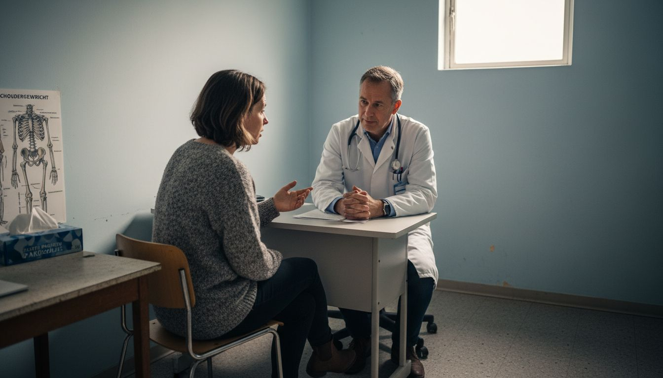 De arts neemt de tijd om goed te luisteren naar hoe de patiënt zijn pijn ervaart.