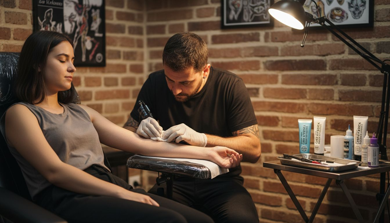 El tatuador aplica anestesia en la zona antes de empezar el trabajo