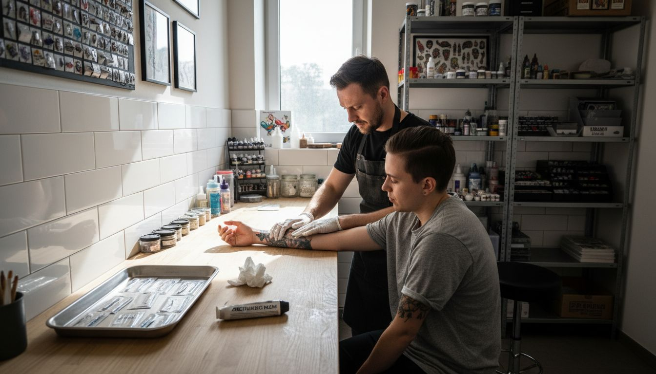 Tatér před samotným tetováním nanese na kůži znecitlivující krém, aby zmírnil bolest.