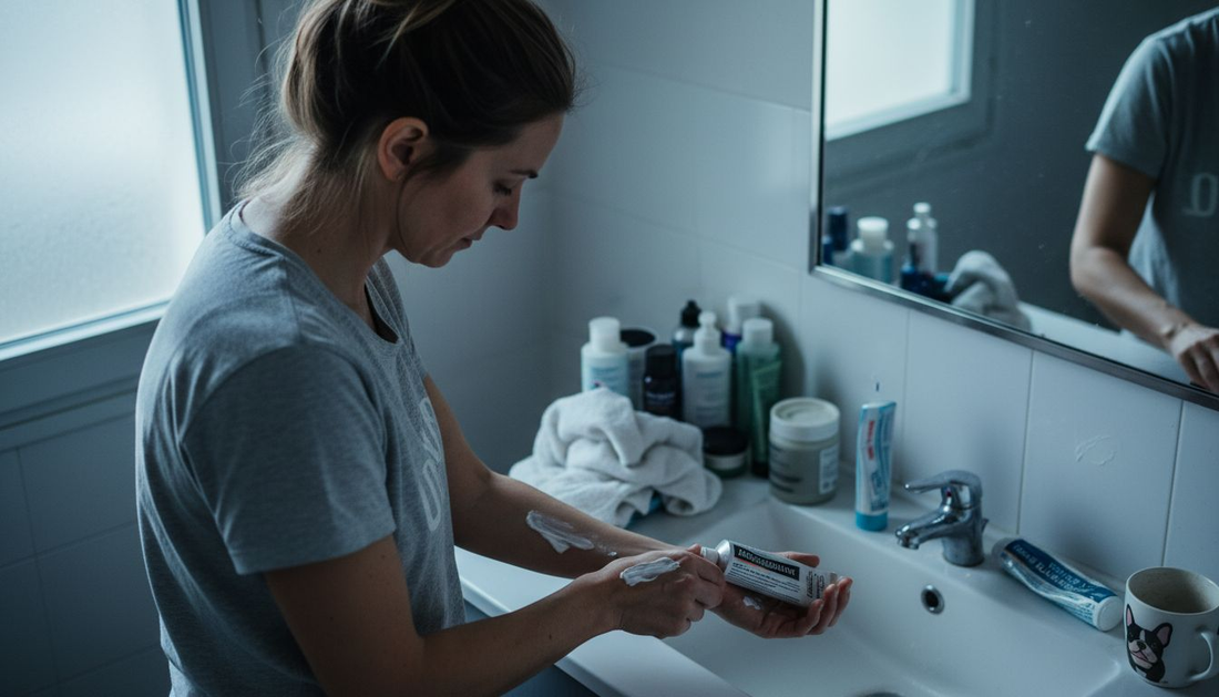 Pose d’une crème anesthésiante sur l’avant-bras