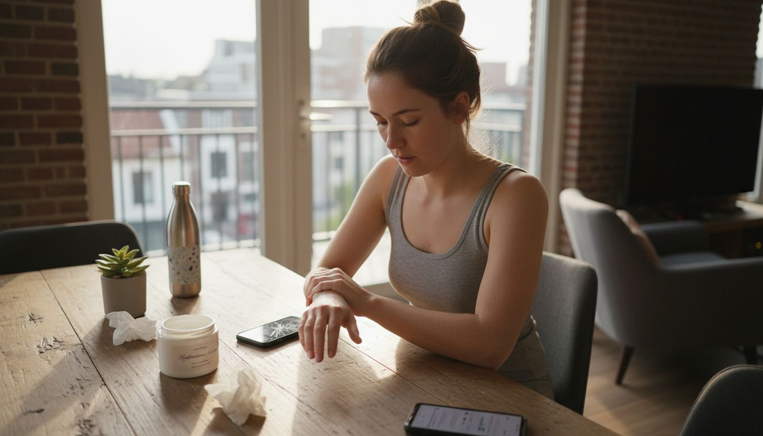 Vrouw treft voorbereidingen om haar huid klaar te maken voor een tattoosessie