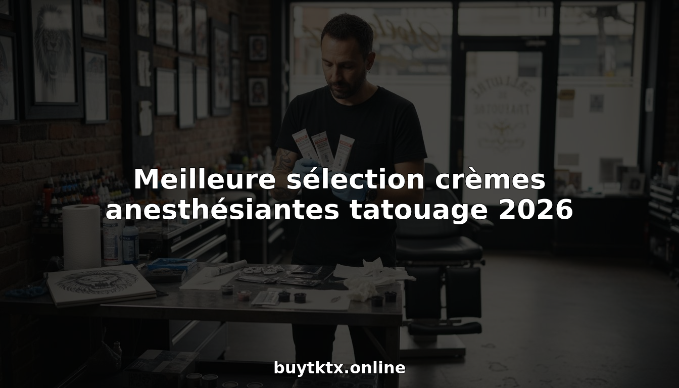 Un tatoueur en train de comparer différentes crèmes anesthésiantes pour choisir la plus adaptée à son travail.