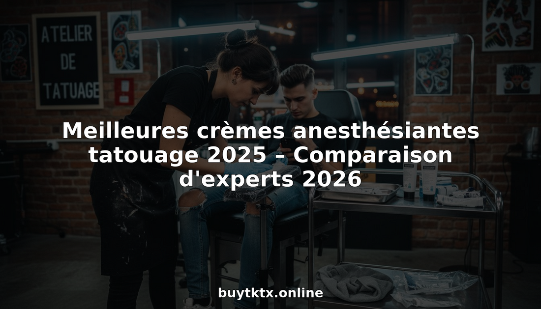 Un tatoueur applique une crème anesthésiante sur la peau de son client avant de commencer la séance en studio.