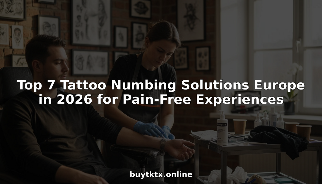 Tattoo artist applies numbing cream in Berlin studio