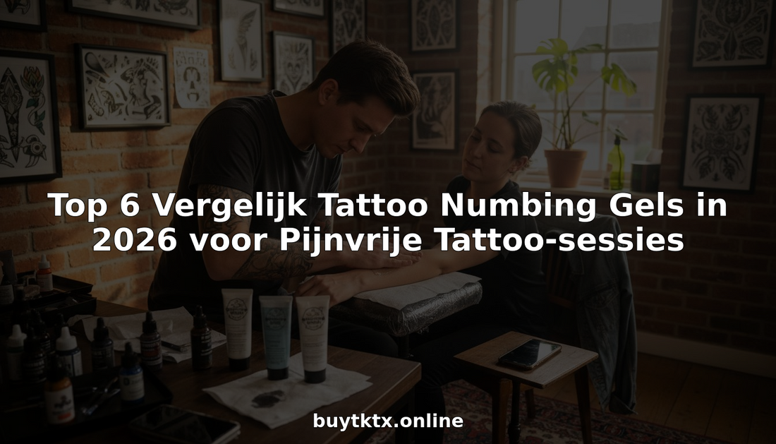 De tatoeëerder brengt een verdovende gel aan op de huid van de klant.