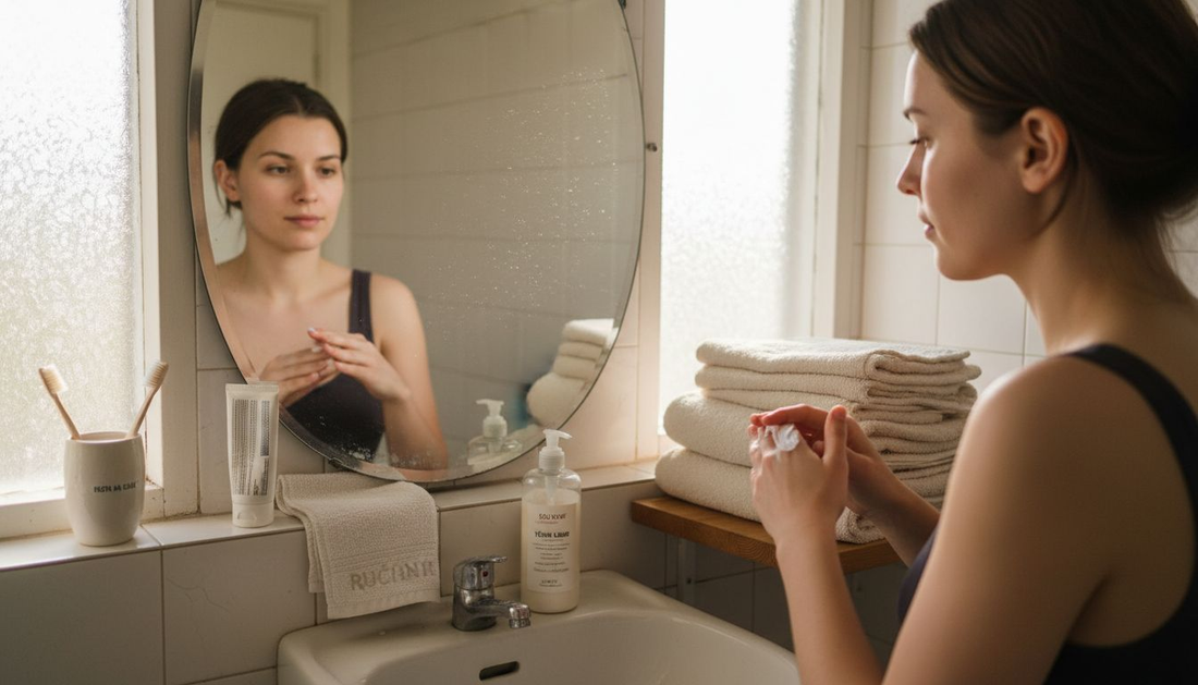 Žena si před tetováním pečlivě hydratuje předloktí, aby byla její pokožka dobře připravená na samotný zákrok.