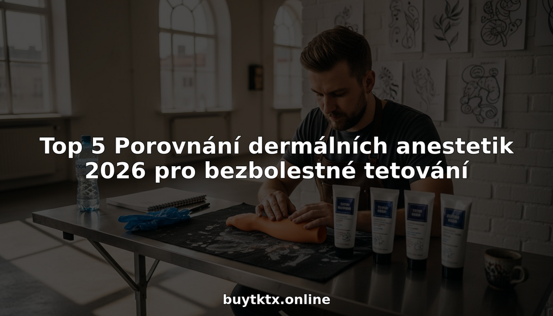 Tatér ve studiu testuje různé znecitlivující krémy a porovnává, který z nich nejlépe funguje při tetování.