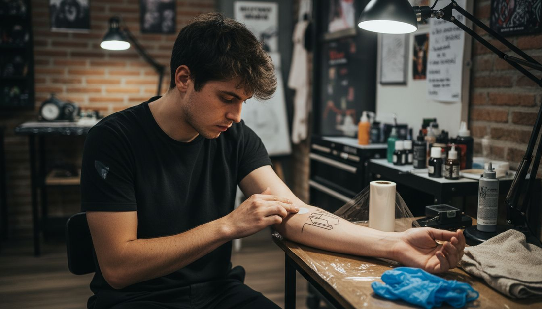 Una persona se aplica crema anestésica antes de hacerse un tatuaje.