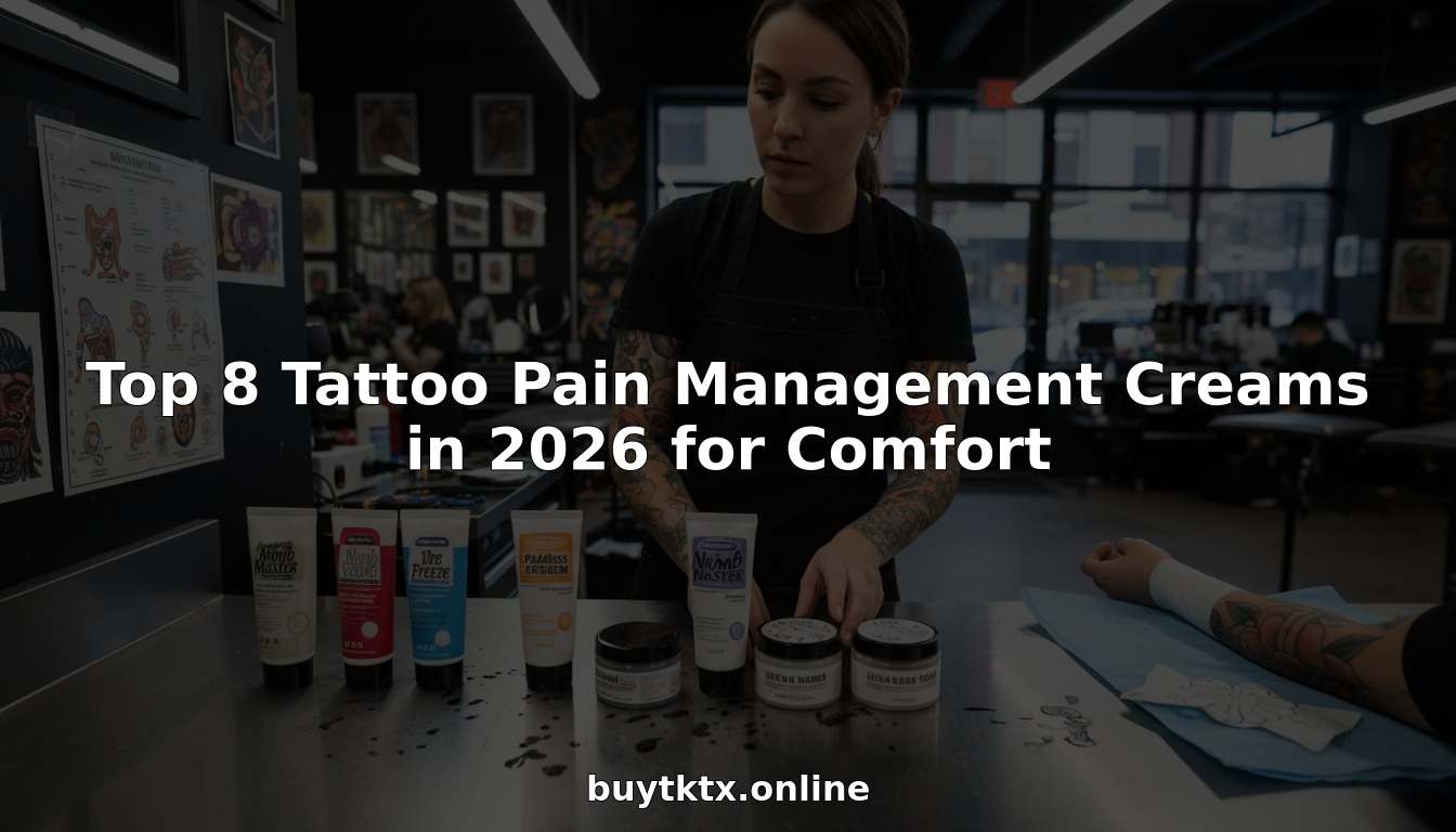 Tattoo artist organizing numbing creams in studio