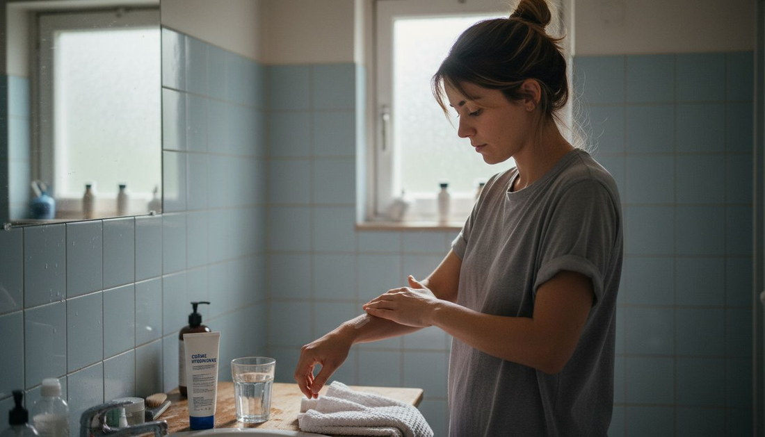 Une femme prend soin de sa peau avant de se faire tatouer.