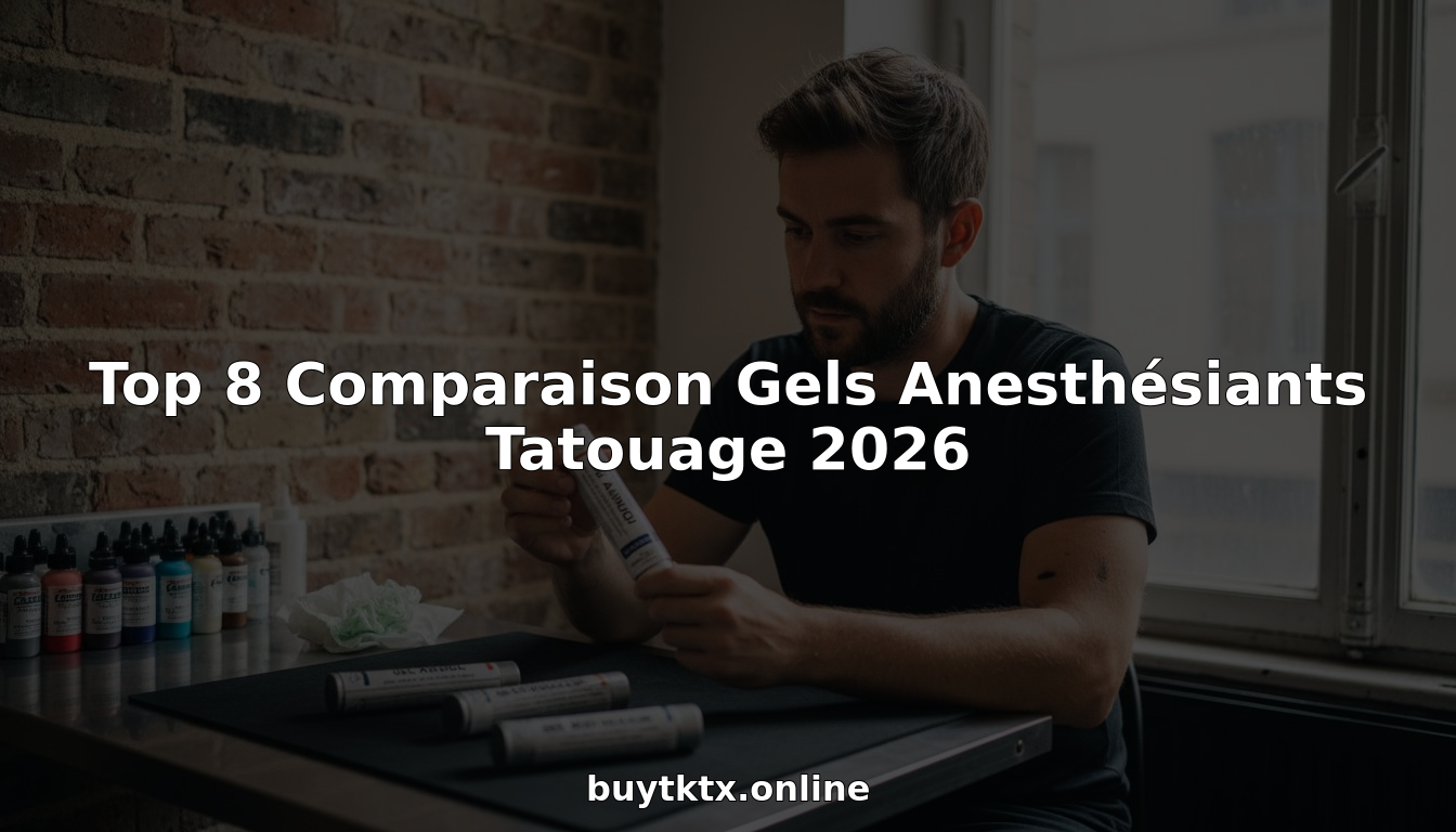 Un tatoueur en pleine comparaison des différents gels anesthésiants dans son salon