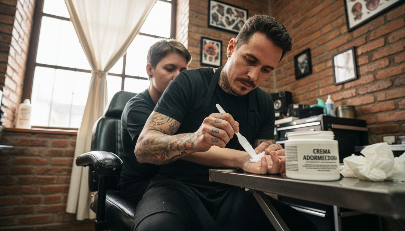 Uso de crema anestésica antes de hacerse un tatuaje