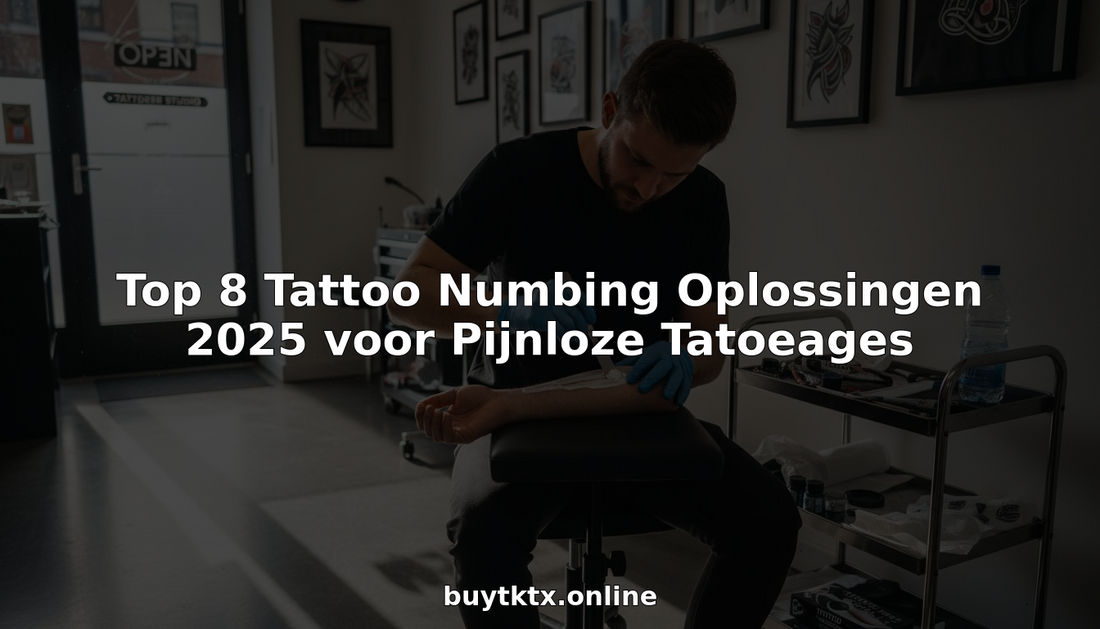 De tatoeëerder brengt in de studio verdovende crème aan bij de klant.