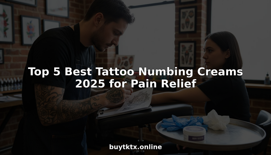 Tattoo artist applying numbing cream before session