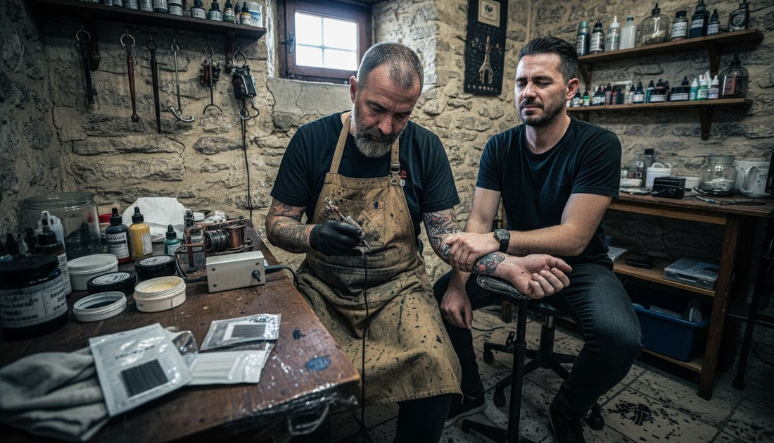 Tatoueur expérimenté exerçant dans un salon européen
