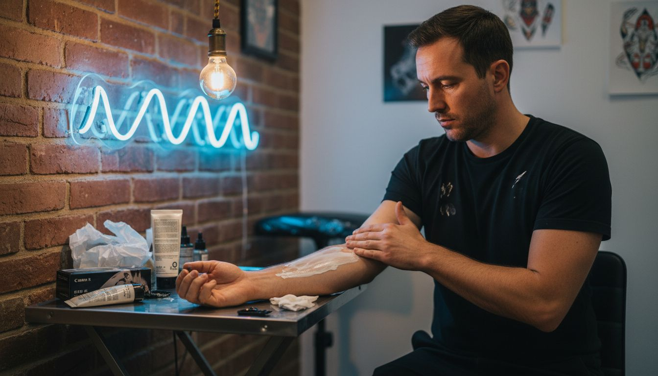 Appliquer une crème anesthésiante avant de se faire tatouer : une astuce pour atténuer la douleur pendant la séance.