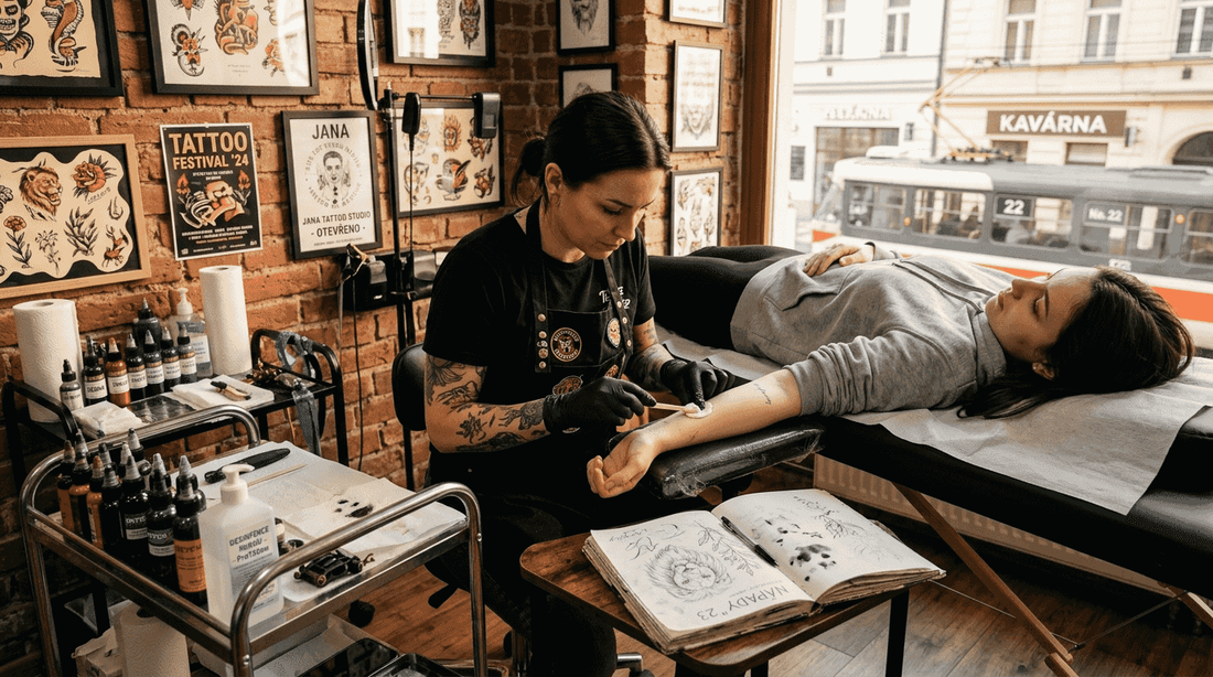 Test aplikace anestetického krému u tatéra