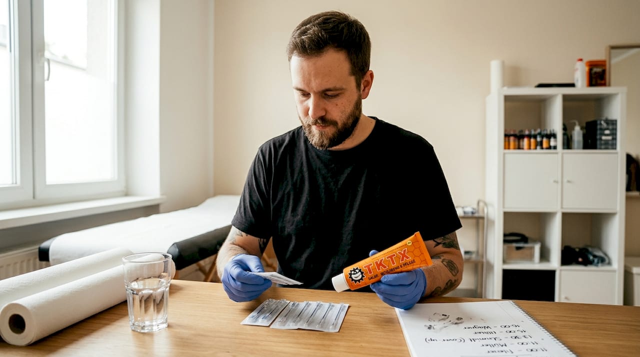 Der Tätowierer sorgt dafür, dass sein Studio optimal auf ein möglichst schmerzarmes Tätowieren vorbereitet ist.