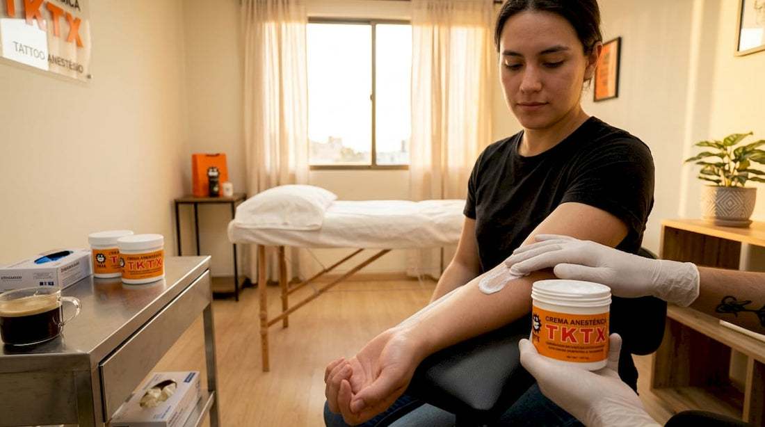 Uso de crema anestésica para minimizar el dolor durante la realización de tatuajes profesionales