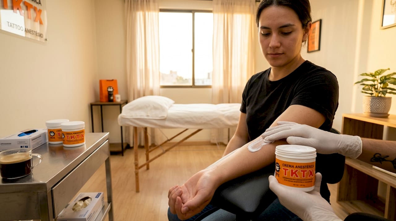 Uso de crema anestésica para minimizar el dolor durante la realización de tatuajes profesionales