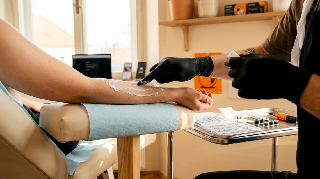 Použití znecitlivujícího krému přímo ve studiu před tetováním